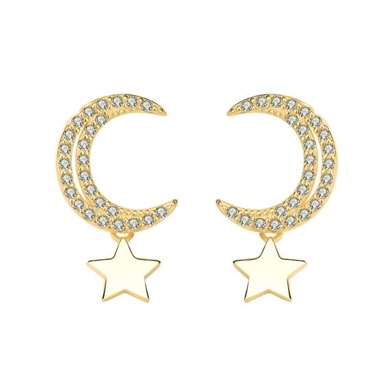 Lune Étoilée – Boucles d’Oreilles Argent 925 & Zircons