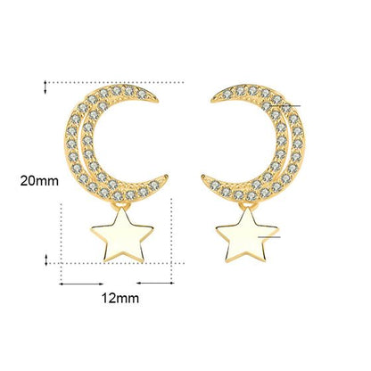 Lune Étoilée – Boucles d’Oreilles Argent 925 & Zircons
